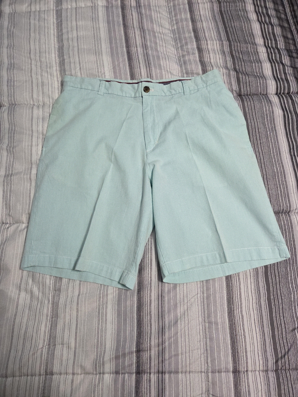 IZOD Men's Sandy Bay Mint Green Striped Seersucker Chino Shorts